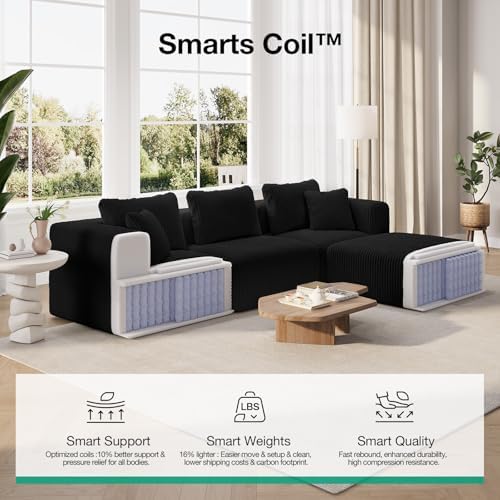 Novilla Modular Sectional Sofa, Modern Cloud Sectional Couch with Smarts Coil® Support, Upholstered Couch for Living Room Apartments Bedroom, No Assembly Required (Armless Chair)
