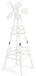 Wooden Windmill, Weather-Proof Wind Spinner, Outdoor Wind Mill for Garden Lawn Patio Decoration (White, Medium)