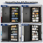 BESFUR Metal Storage Cabinet with 2 Doors and 5 Adjustable Shelves Garage Storage Cabinet with Lock 71" Office Storage Cabinets Locking Cabinets for Garage Office Shop Home (Black)
