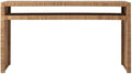 Pemberly Row Long Key Console Table, 60W X 18D X 32H, Wrapped Split Rattan, Tan Natural Cane Finish, No Assembly Required, Coastal Style Accent Table for Living Room or Entryway