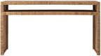Pemberly Row Long Key Console Table, 60W X 18D X 32H, Wrapped Split Rattan, Tan Natural Cane Finish, No Assembly Required, Coastal Style Accent Table for Living Room or Entryway