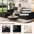 95" Cloud Sectional Couch with L-Shape Chaise, Modern Cloud Couch with Deep Seat, Modular Sectional Couches for Living Room, Apartment, Office, No Assembly Required