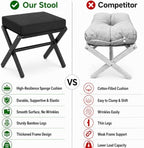 BAMBOOHOMIE Foldable Foot Stool Ottoman, Small Padded Foot Rest with Bamboo X-Legs, Portable Folding Leg Rest for Living Room Bedroom Office, Soft Foam Cushion Step Stool for Couch & Armchair (Black)