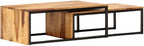 Nesting Tables 2 pcs Solid Acacia Wood | Powder Coated Steel Frame, Stackable Design, Vintage Style, Easy Assembly, for Living Room