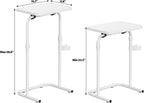TUTOTAK C Shaped End Table with Tiltable Surface, Set of 2, Adjustable Height Side Table, Slide Under Couch Table TV Tray for Eating, Sofa Tray for Livingroom, Bedroom White TB01BW0912