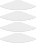 Homode Corner Floating Shelves, Set of 4 Round Corner Shelf Wall Mount with Cord Hole, 12 Inch Wood Curved Corner Hanging Shelf for Cable Box, Speaker, TV Cords, Books, Plants, White