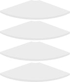 Homode Corner Floating Shelves, Set of 4 Round Corner Shelf Wall Mount with Cord Hole, 12 Inch Wood Curved Corner Hanging Shelf for Cable Box, Speaker, TV Cords, Books, Plants, White