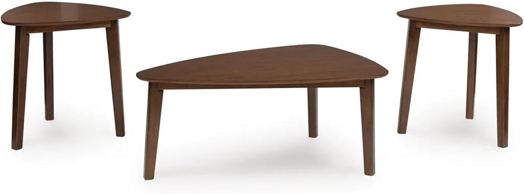 GTU Furniture Casual Acacia Wood Rectangular 3-Piece Coffee Table Set, Cocktail Table with 2 Matching End Tables, Brown Finish for Living Room