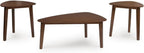 GTU Furniture Casual Acacia Wood Rectangular 3-Piece Coffee Table Set, Cocktail Table with 2 Matching End Tables, Brown Finish for Living Room