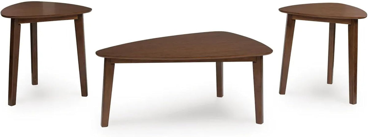 GTU Furniture Casual Acacia Wood Rectangular 3-Piece Coffee Table Set, Cocktail Table with 2 Matching End Tables, Brown Finish for Living Room