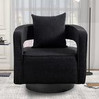 Swivel Accent Chair, Modern Swivel Barrel Chair for Living Room, 360 Degree Comfy Square Accent Chair with Open Back, Upholstered Armchair for Bedroom,Reading, Boucle, Black