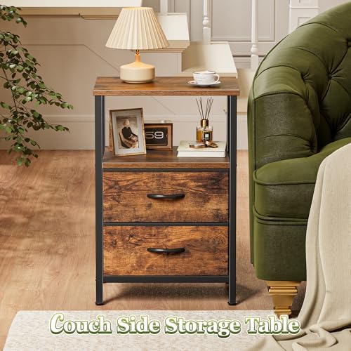 Huuger Night Stand Set of 2, Nightstand with 2 Drawers, Bedside Table