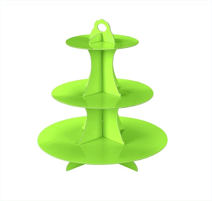 3-Tier Cupcake Stand, Cake Stand holder, Tiered DIY Cupcake Stand Tower for Dessert Table Displays, Birthday Theme Party Favors Decoration, Floral Tea Party, 12" W x 12.8" H, Green