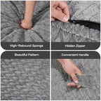 Hobestluk Bean Bag Chair Large Washable Soft Living Room Adult 3Ft Grey | No Assembly Required Memory Foam Filling Machine Washable Cover Bedroom Dorm Reading Gaming Fluffy Plush Faux Fur Fabric