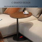 C Shaped End Table, Sofa Side Table with Metal Base, Solid Wood Side Table Suitable for Living Room, Bedroom, Small Space(50 * 33 * 65cm)