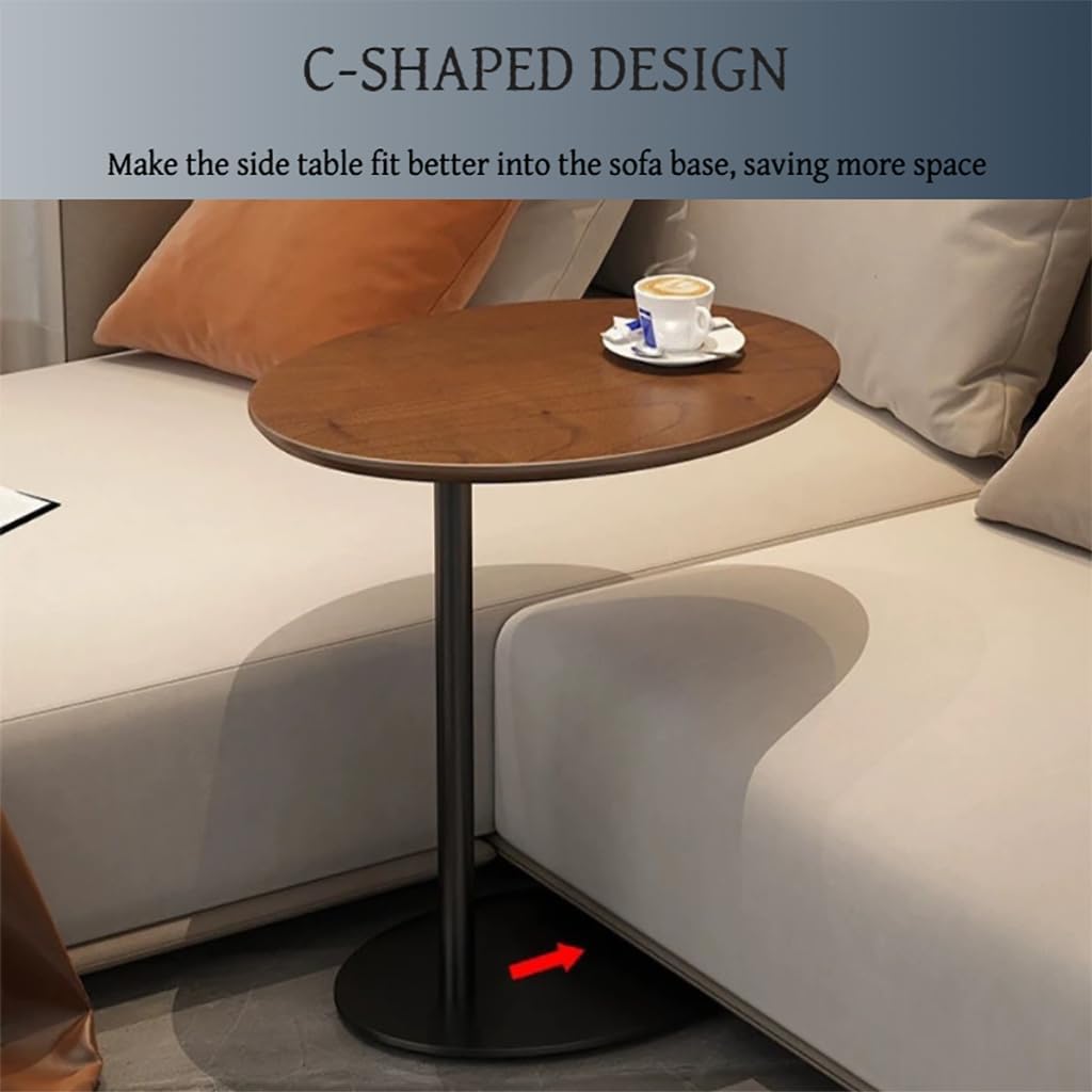 C Shaped End Table, Sofa Side Table with Metal Base, Solid Wood Side Table Suitable for Living Room, Bedroom, Small Space(50 * 33 * 65cm)