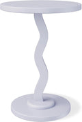 Rubberwood Side Table with Satin Finish, Unique Wavy Silhouette, Sturdy Load-Bearing Tabletop and Smooth Polished Edges, Requires Simple Assembly(Lightpurple)