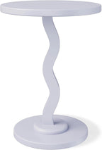 Rubberwood Side Table with Satin Finish, Unique Wavy Silhouette, Sturdy Load-Bearing Tabletop and Smooth Polished Edges, Requires Simple Assembly(Lightpurple)