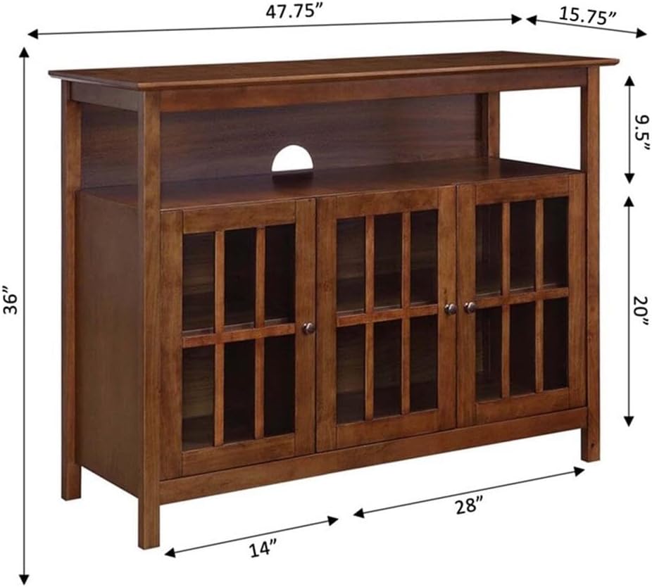 Convenience Concepts Big Sur Deluxe TV Stand with Storage Cabinets and Shelf for TVs up to 55 Inches, Dark Walnut