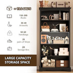 TVU 5-Tier Wooden Bookshelf, 31.5" W x 65" H ×9.9" D Bookshelf with Storage, Floor Standing Modern Style Display Bookcase for Living Room, Office, Study Room, Entryway, Black