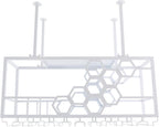 Ceiling Wine Glass Rack, 39" Hanging Wine Rack with Glass Holder and Shelf, Industrial Hanging Wine Bottle Holder, Iron Wine Shelf for Bar Cafe Kitchen - White