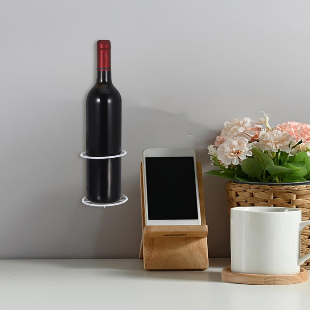 Wall-Mounted Wine Rack Single Bottle Holder Metal Wine Bottle Stand with Screws White for Kitchen Dining Bar