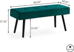 Entryway Bench - 40" Bench for Bedroom, Modern Ottoman End of Bed, Upholstered Bench with Metal Legs, Dining Bench for Living Room, Entryway, Dark Green Velvet