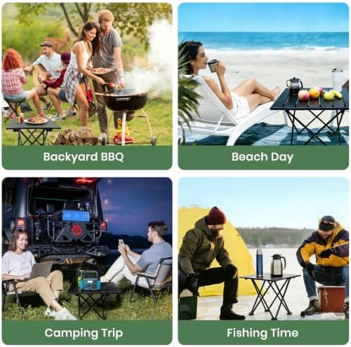 2 Pack Camping Table Foldable, Portable Folding Beach Table, Black-S | Ultralight, Metal, with Carry Bag, Small for Outdoor Travel & Picnic, BBQ, Cooking, Festival, Boat, Home Use