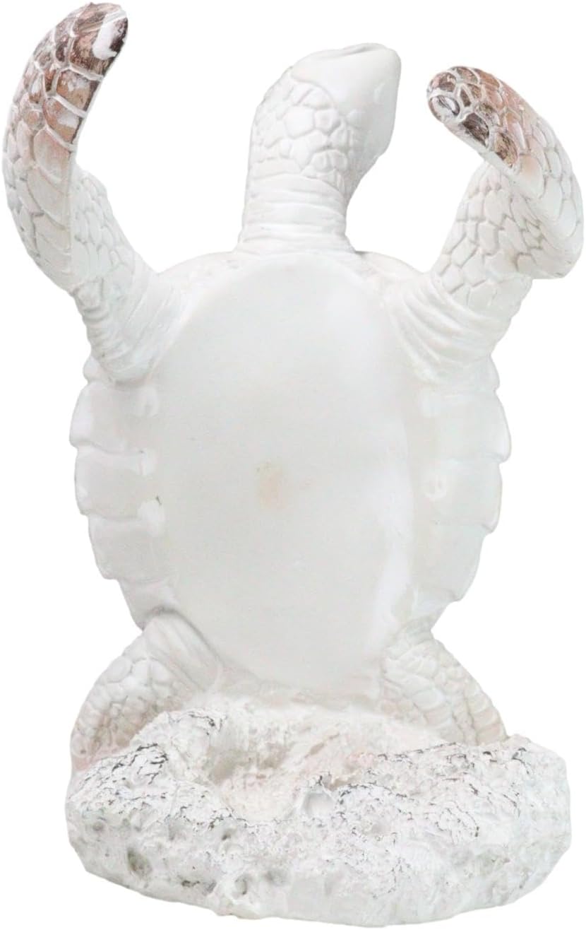 Ebros Gift Nautical Coastal Dancing Antique White Sea Turtle Wine Bottle Holder Caddy Figurine 7.5" High Home Kitchen Decorative Storage Organizer Turtles Terrapins Tortoises Decor