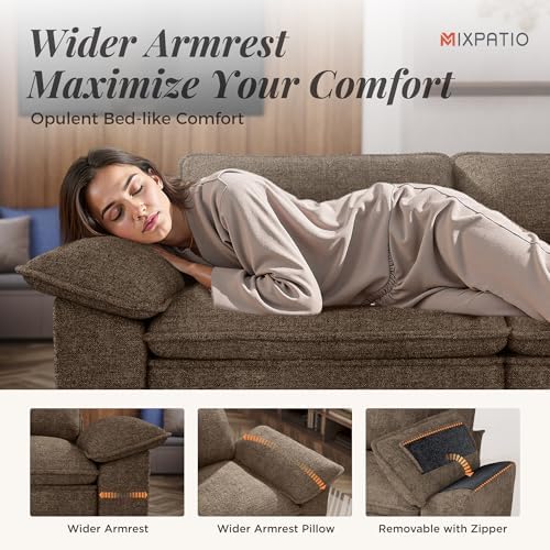 MIXPATIO 124" 5-Seat U Shaped Modular Sectional Sofa,Chenille Taupe | Modern Sectional Couches for Living Room, Wider Armrest and Deep Seat, Comfy Cloud Sofa, Soft Chenille Furniture
