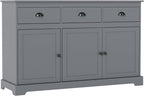Sideboard Buffet Cabinet with Storage, 53.5” Large Kitchen Cupboard with 3 Drawers, Adjustable Shelf, Credenzas for Living Room, Wooden Coffee Bar Console Table for Dining Room (Grey)