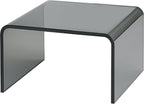 Gray Acrylic Compact Accent Table – Modern Multipurpose Small Side Table or End Stand for Apartment Living, Bedrooms and Reading Corners – Waterfall Design, No Assembly, 15.7"×11.8"×11.8"