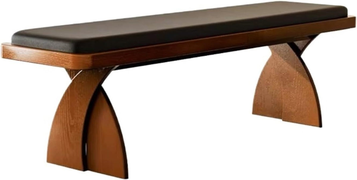 Modern Wooden Long Bench at The Foot of The Bed in The Bedroom Dressing Room or Home Use Leather Shoe Changing Entryway(XL)