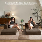 79" Convertible Futon Sofa Bed, Couch for Living Room | Brown | Folding Corduroy Sleeper Sofa, Modular Futon Couch with Fixed-Shape Frame, Pull Out Couch No Assembly