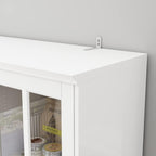 AIEGLE Freestanding Cabinet with 3 Glass Doors, Tall Storage with 5-Tier Shelves for Dining Room or Living Room, White