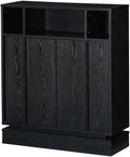 Small Sideboard Buffet Cabinet with Storage, 31.7" Farmhouse Accent Cabinet with 2 Doors, Adjustable Shelves and Open Shelf for Dining Room, Kitchen, Living Room and Entryway, Black