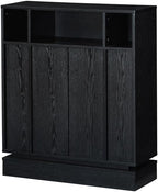 Small Sideboard Buffet Cabinet with Storage, 31.7" Farmhouse Accent Cabinet with 2 Doors, Adjustable Shelves and Open Shelf for Dining Room, Kitchen, Living Room and Entryway, Black