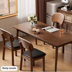 Etlegor Wood Dining Chair with Curved Backrest, Mid Century Modern Makeup Stool Upholstered PU Leather for Dining Room, Kitchen, Study Room, Office(Walnut-Brown,2PCS)