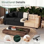 2 Pieces Corduroy Couch Set for Living Room, Black Cloud Sofa, Deep Seat Floor Couch for Bedroom, Futon Modern Sofa Sectional Bed, Black Corduroy
