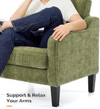 VINGLI Accent Chairs Set of 2, Modern Traditional Armchair for Living Room | Olive Green Reading Chair for Bedroom, Chenille Upholstered Sofa Chairs, Comfy Chair for Small Space, Apartment, Waiting Room