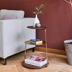 Telephone Table, End Table,Black Walnut Stainless Steel Titanium-Plated Side Table,Multi-Functional Small Side Table,Sofa Side Table,Telephone Desk,3-Layer Coffee Table