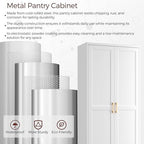 71" Tall Metal Kitchen Pantry Cabinet, Storage Cabinet with Doors | Kitchen Cabinet with 4 Adjustable Shelves, Food Pantry Cabinet, Cupboard for Kitchen,Dining Room, Living Room, Office, School