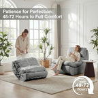 Comfy Reading Chair for Adults, Modular Sectional Sofa Bean Bag Chair, Cloud Couch Style with High Rebound Foam, Single Seat Compressible Sofa for Living Room & Bedroom, Grey