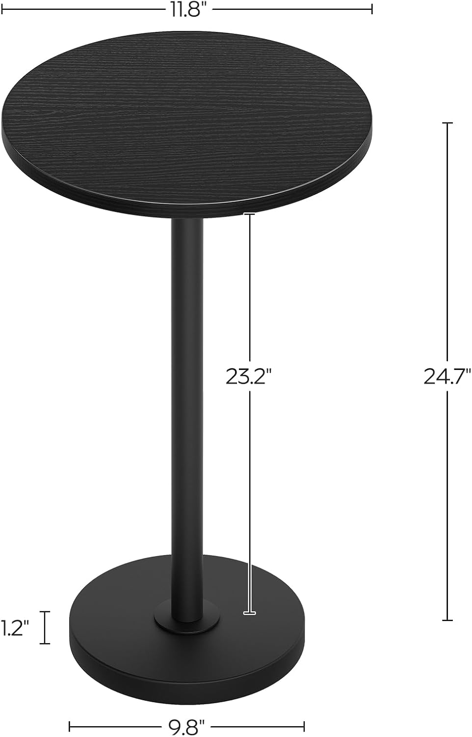 YATINEY Round Side Table, Small Drink Table, Pedestal Martini Table, End Table for Small Spaces in Living Room, Bedroom, Dormitory, Black ET30BB