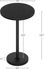 YATINEY Round Side Table, Small Drink Table, Pedestal Martini Table, End Table for Small Spaces in Living Room, Bedroom, Dormitory, Black ET30BB