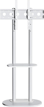 unho White Floor TV Stand with Shelf for 45-75 inch Flat LCD LED Screen TVs | Sintered Stone TV Stands Height Adjustable Heavy Base Standing TV Mount VESA 600x400 for Restroom Meeting Bedroom