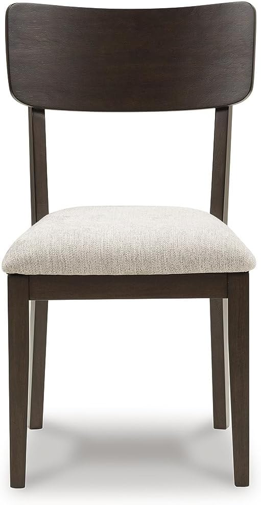 Signature Design by Ashley Favelon Upholstered Wood Dining Chairs, Set of 2 | Mid-century modern curved backrest, Foam cushioned seat, Merlot finish solid wood frame, Casual dining room use