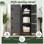 Metal Lockers for Employees-3 Doors Storage Locker with Shelves and Lockable Steel Cabinet for School,Gym,Office,Staff,Assembly Required,Black