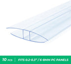 Greenhouses Polycarbonate Greenhouse Panels Connectors - Fit 6mm or 8mm Twin-Wall Polycarbonate Panels, Join 2 Pieces of Panels Together, 4-Foot Length, 10 Pieces (H Connectors 8mm-4ft)