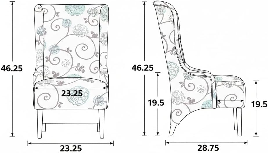 Christopher Knight Home Micua Luxury Upholstered Dining Chair with Floral Fabric Accent, Dining Room Chair with High Wingback, Comfy Living Room Chair and Birch Wood Legs, Extra Seating, Beige + Black